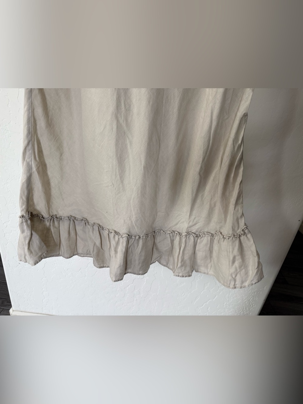 Eddie Bauer|Lagenlook Light Beige Ruffle-Hem Maxi Skirt-100% LINEN,MEDIUM•Beachy - Picture 4 of 14